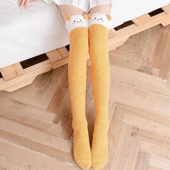 Whimsical Plush Animal Camel Brown Bear Over the Knee Socks - Picture 2 of 14